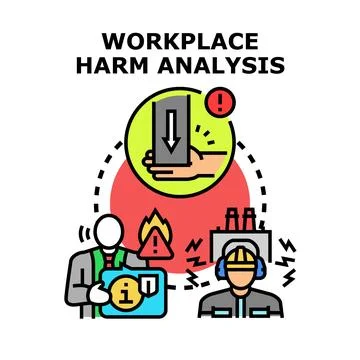 Workplace harm analysis preventing industrial injury and risk Stock Illustration