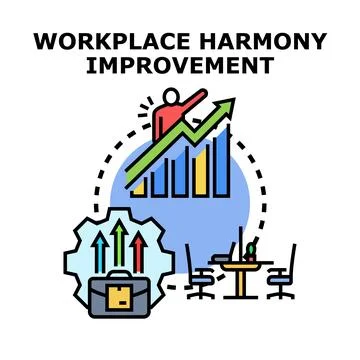 Workplace harmony improvement achieving business growth concept Stock Illustration