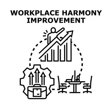 Workplace harmony improvement achieving business growth concept Stock Illustration