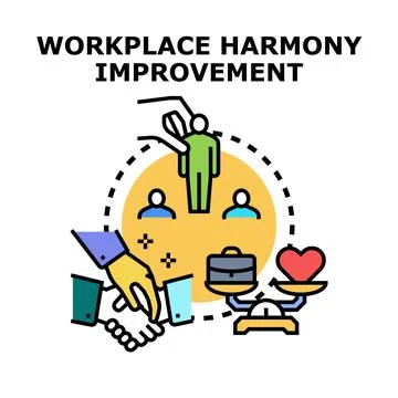 Workplace harmony improvement building team collaboration and work life balan Stock Illustration