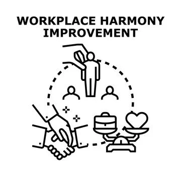 Workplace harmony improvement building team collaboration and work life balan Stock Illustration