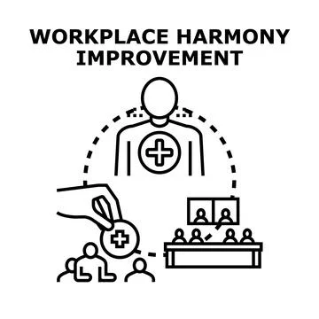 Workplace harmony improvement concept with employee support Stock Illustration