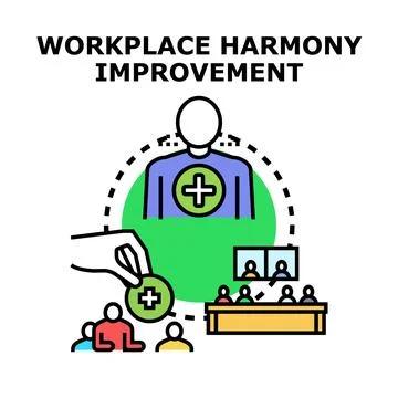 Workplace harmony improvement concept with employee support Stock Illustration