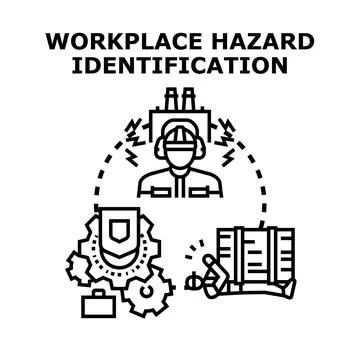 Workplace hazard identification and safety management process Stock Illustration