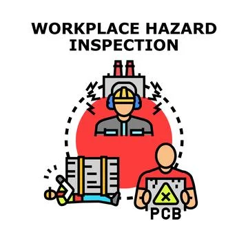 Workplace hazard inspection ensuring worker safety and risk prevention Stockillustratie