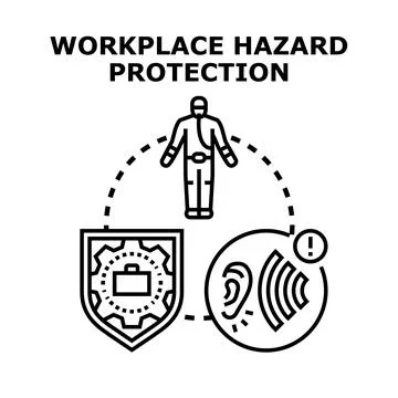 Workplace hazard protection creating safe working environment Stock Illustration