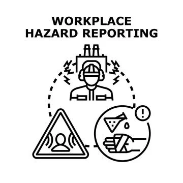 Workplace hazard reporting process identifying potential risks Stock Illustration
