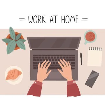 Workplace at home, top view. Stock Illustration
