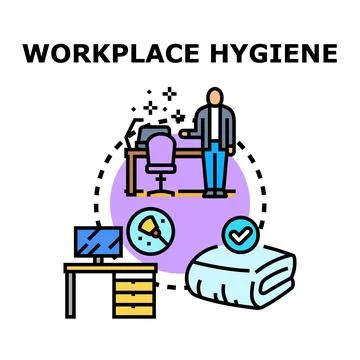 Workplace hygiene concept vector illustrating office sanitation Stock Illustration