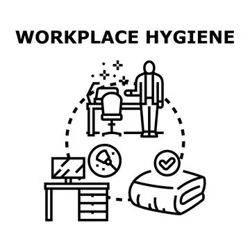 Workplace hygiene concept vector illustrating office sanitation Stock Illustration