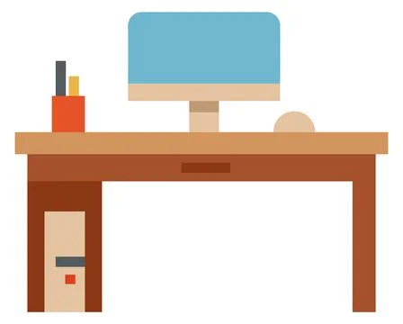 Workplace icon. Computer desk. Home office furniture Stock Illustration