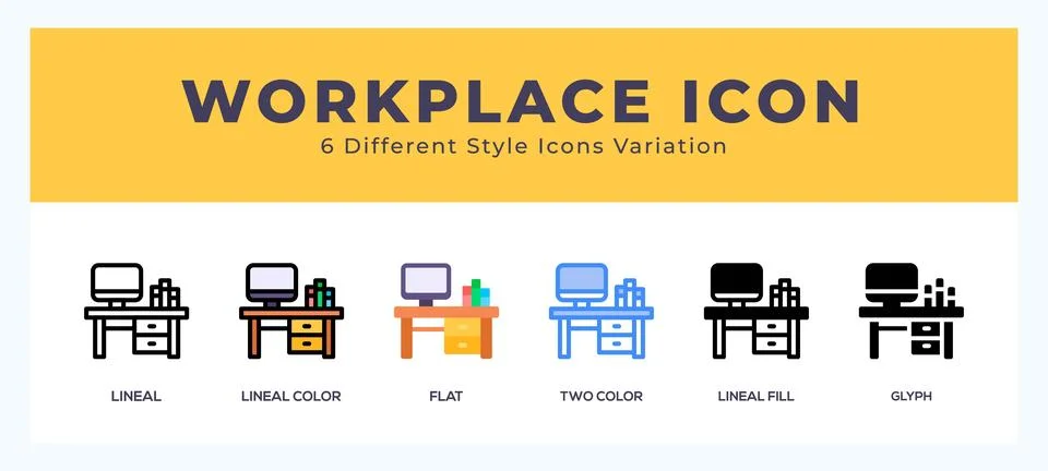 Workplace icon illustration vector with different styles 스톡 일러스트