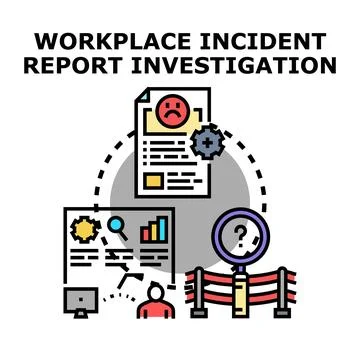 Workplace incident report investigation process 库存插图