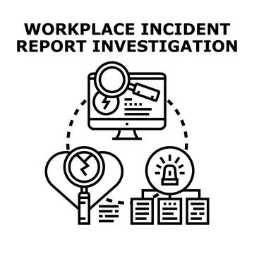 Workplace incident report investigation processing data Stock Illustration