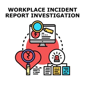 Workplace incident report investigation processing data Stock Illustration