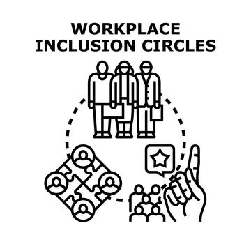 Workplace inclusion circles creating diverse team connections Stock Illustration