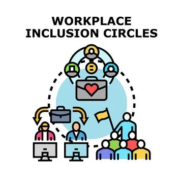 Workplace inclusion circles creating diverse team collaboration Stock Illustration