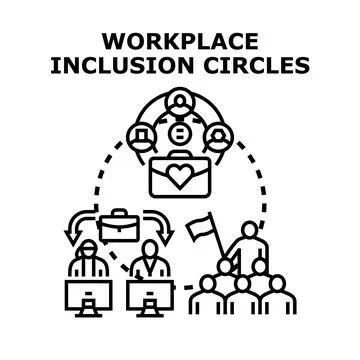 Workplace inclusion circles creating diverse team collaboration Stock Illustration
