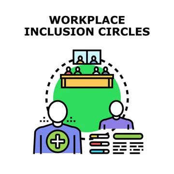 Workplace inclusion circles creating diverse meeting environment Stock Illustration