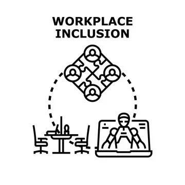 Workplace inclusion concept uniting diverse team members Stock Illustration