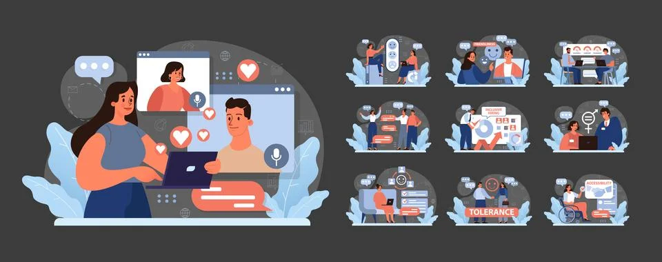 Workplace inclusion set. Flat vector illustration 库存插图