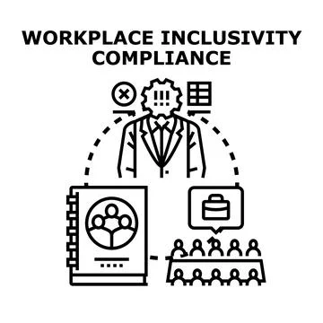 Workplace inclusivity compliance achieving team equality policies Ilustración de archivo