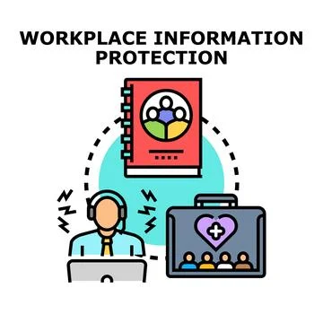 Workplace information protection guidelines and data security Illustrazione stock