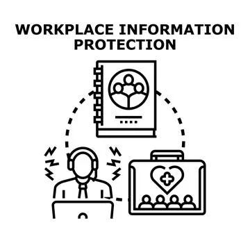 Workplace information protection guidelines and data security Stock Illustration