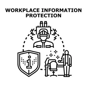 Workplace information protection securing confidential business information Stock Illustration