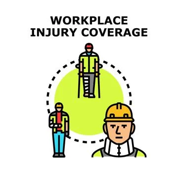 Workplace injury coverage protecting worker health and safety Stock Illustration
