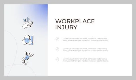 Workplace injury presentation slide template Illustrazione stock