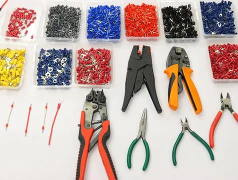 Workplace for the installation of electrical panels. Stock Photos