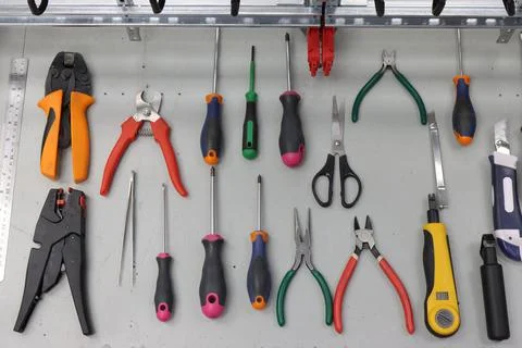 Workplace for the installation of electrical panels. Stock Photos