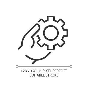 Workplace interaction optimization pixel perfect linear icon Stock Illustration