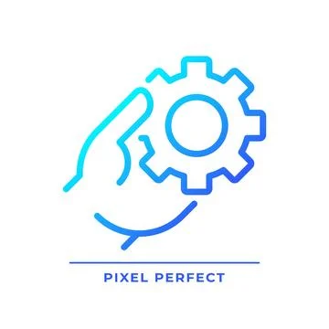 Workplace interaction optimization pixel perfect gradient linear vector icon Stock Illustration