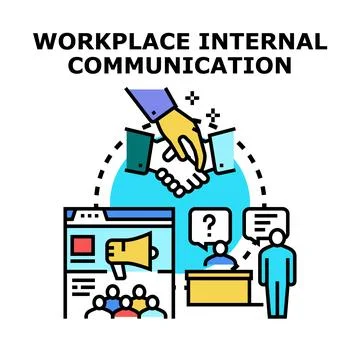 Workplace internal communication strategy developing business network Stock Illustration