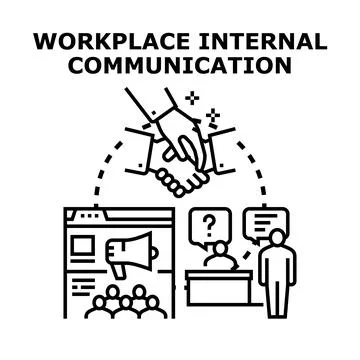 Workplace internal communication strategy developing business network 库存插图