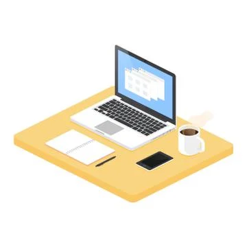 Workplace isometric vector illustration Stock Illustration