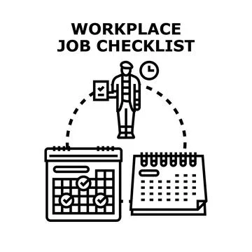 Workplace job checklist completing tasks and schedule planning Stock Illustration