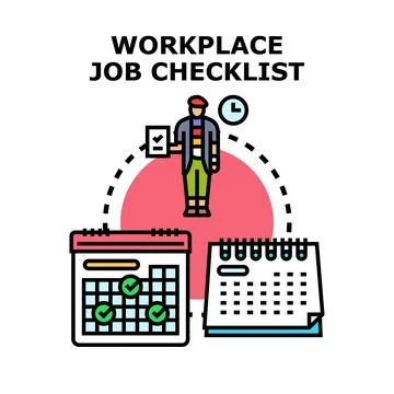 Workplace job checklist completing tasks and schedule planning Stock Illustration