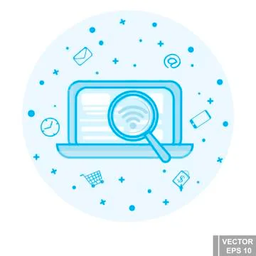 Workplace. A laptop. Email. Simple vector illustration. Stock Illustration