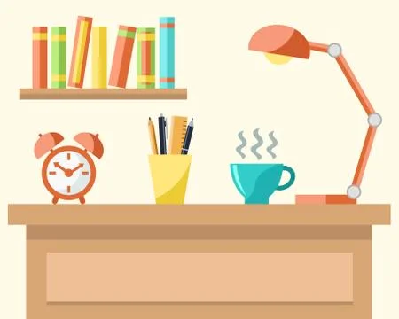 Workplace with a laptop Stock Illustration