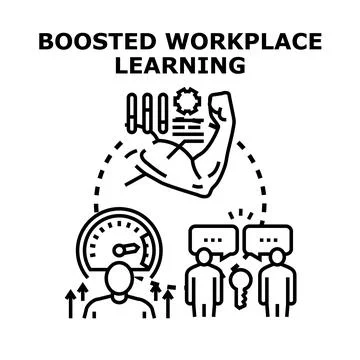 Workplace learning boosting knowledge and skill development Stock Illustration