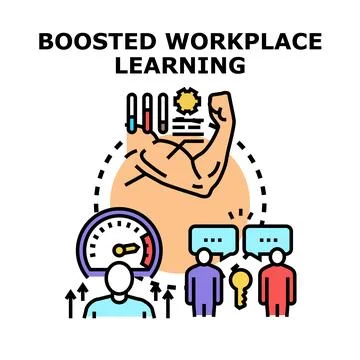 Workplace learning boosting knowledge and skill development Stock Illustration