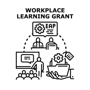 Workplace learning grant concept explaining employee development benefits Stock-Illustration
