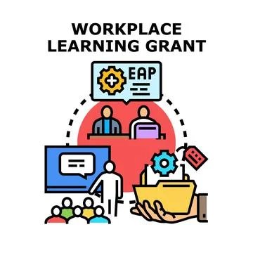 Workplace learning grant concept explaining employee development benefits 库存插图