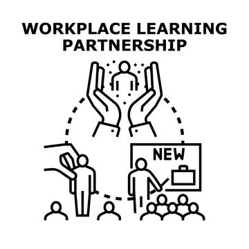 Workplace learning partnership concept developing team skills Illustrazione stock