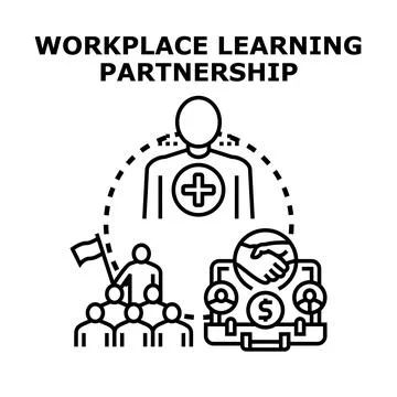 Workplace learning partnership developing career skills training Stock Illustration