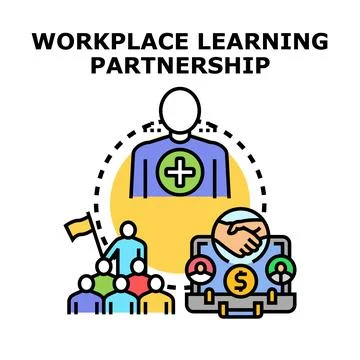 Workplace learning partnership developing career skills training Illustrazione stock
