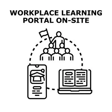 Workplace learning portal offering digital on site education Stock Illustration